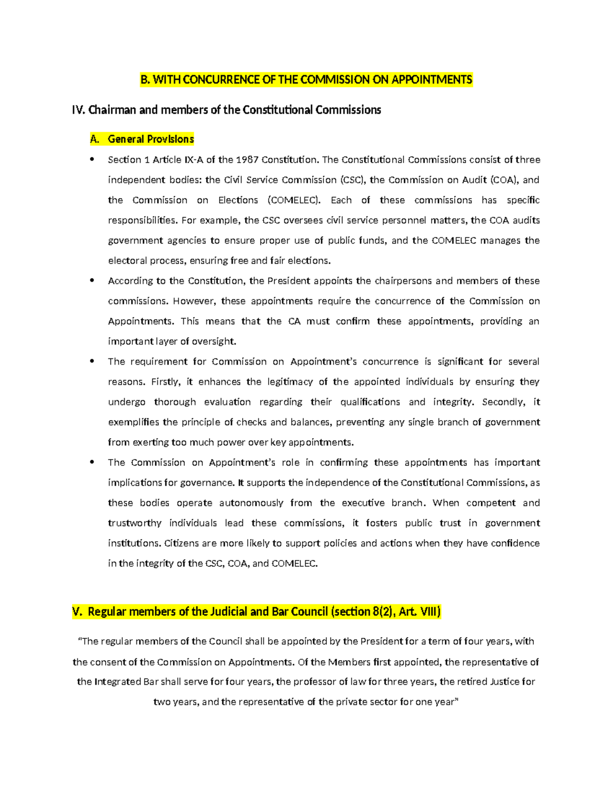 For reviewer - B. WITH CONCURRENCE OF THE COMMISSION ON APPOINTMENTS IV ...