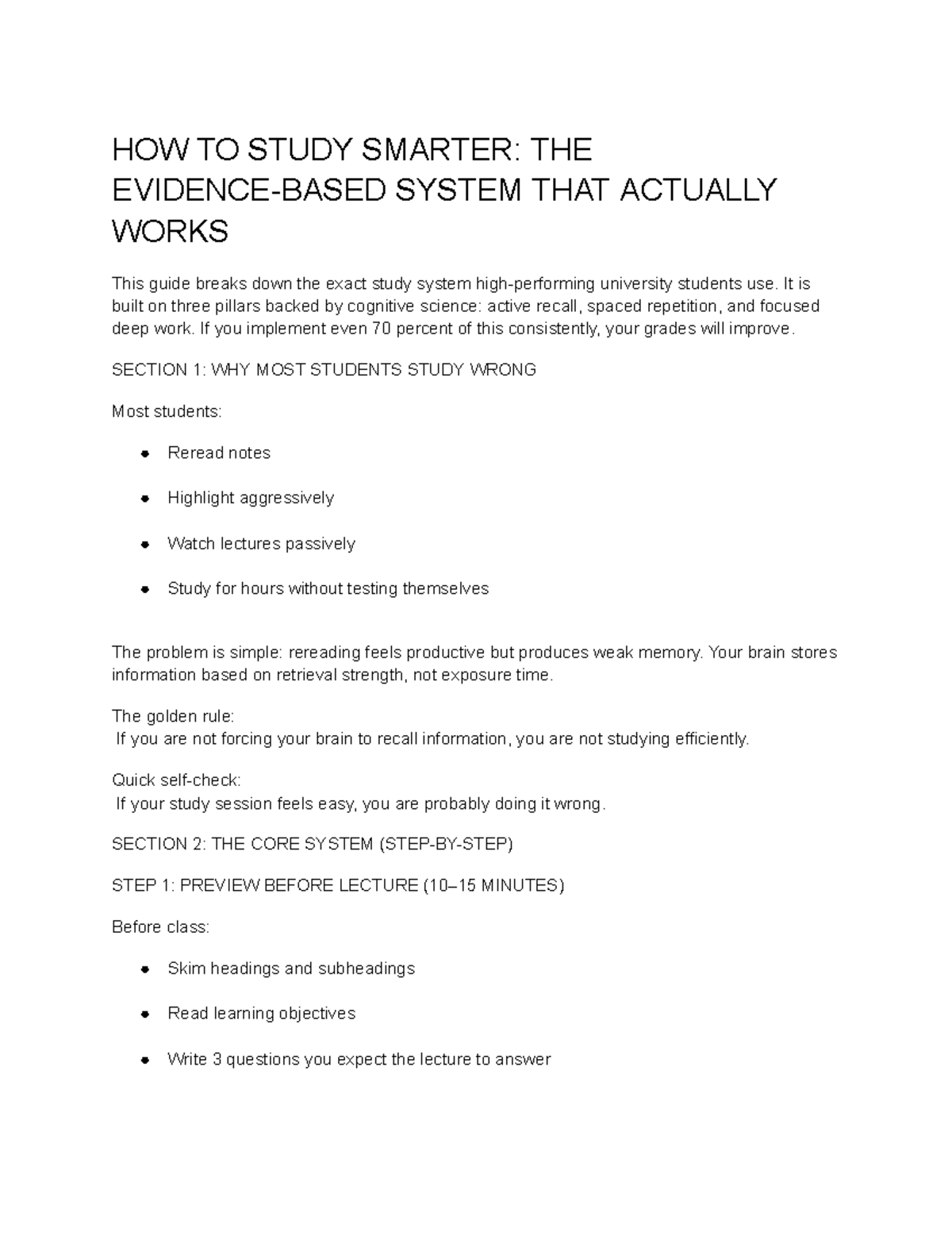 Effective Study Strategies: Evidence-Based System for Success - Studocu