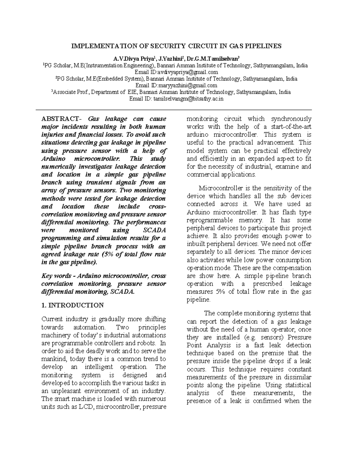 Implementation of Security Circuit in Gas Pipelines - Project Paper ...