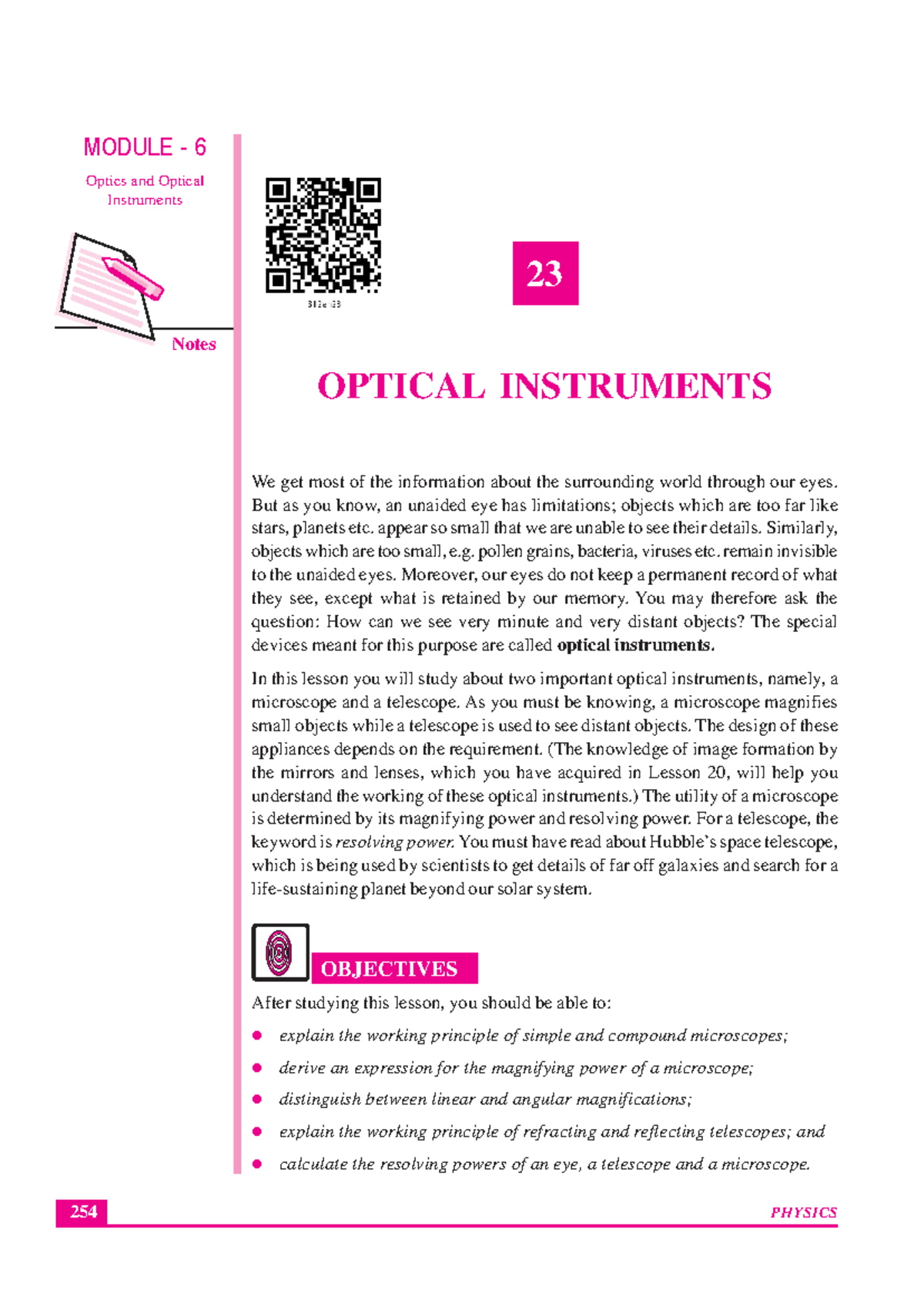 MODULE 6: Optical Instruments - Physics Eng Lesson 23 Notes - Studocu