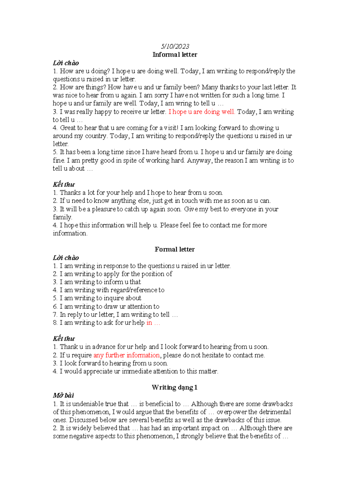 Writing FLIC: Informal and Formal Letter Formats and Structures - Studocu