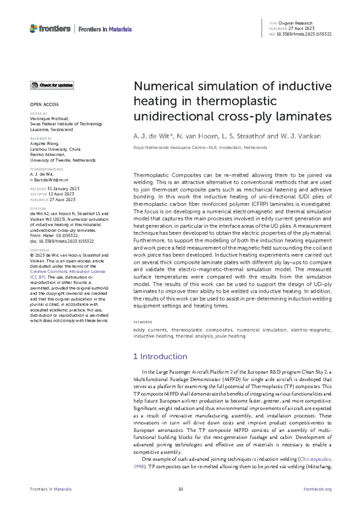 Numerical Simulation of Inductive Heating in Thermoplastic UD Laminates ...