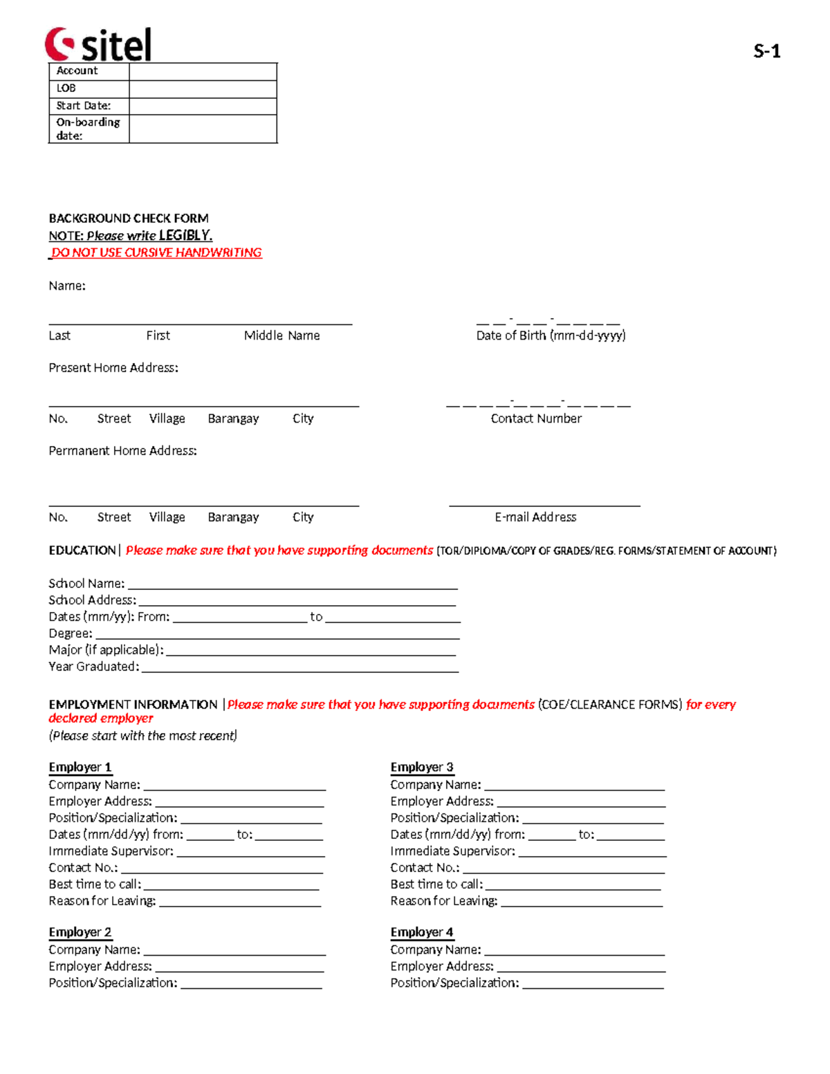 (5) Background Check Form - Standard BGC Version 3 for Employment - Studocu