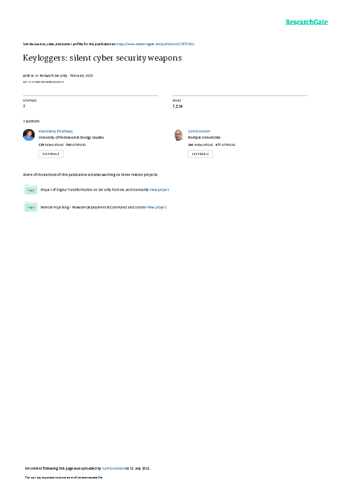 Keyloggers-Silent Cyber Security Weapons - See discussions, stats, and ...
