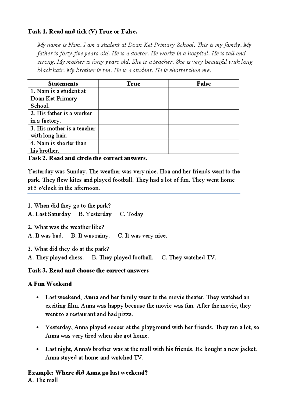 Đề Ôn Tập Tiếng Anh 4: Revision Tasks and Exercises - Studocu
