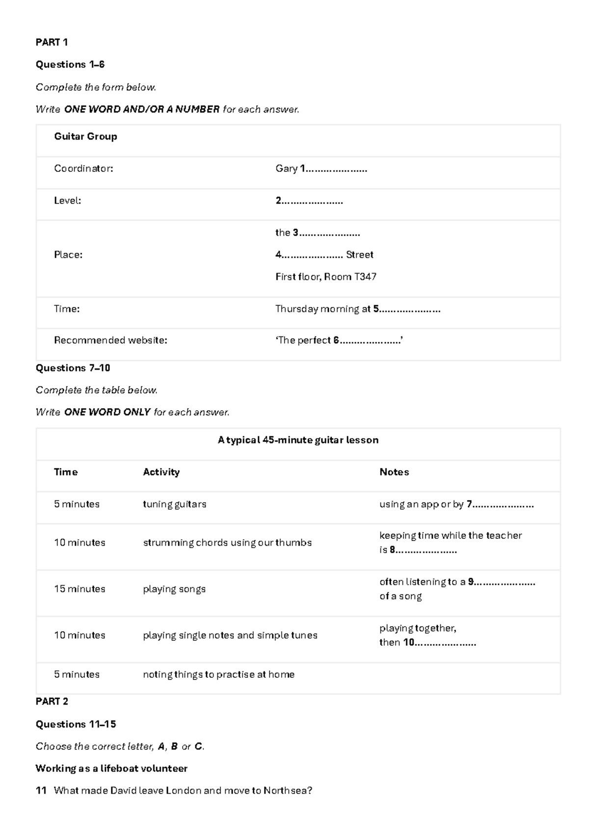 Cam 19 Listening Test 2 - Complete Questions and Notes - Studocu