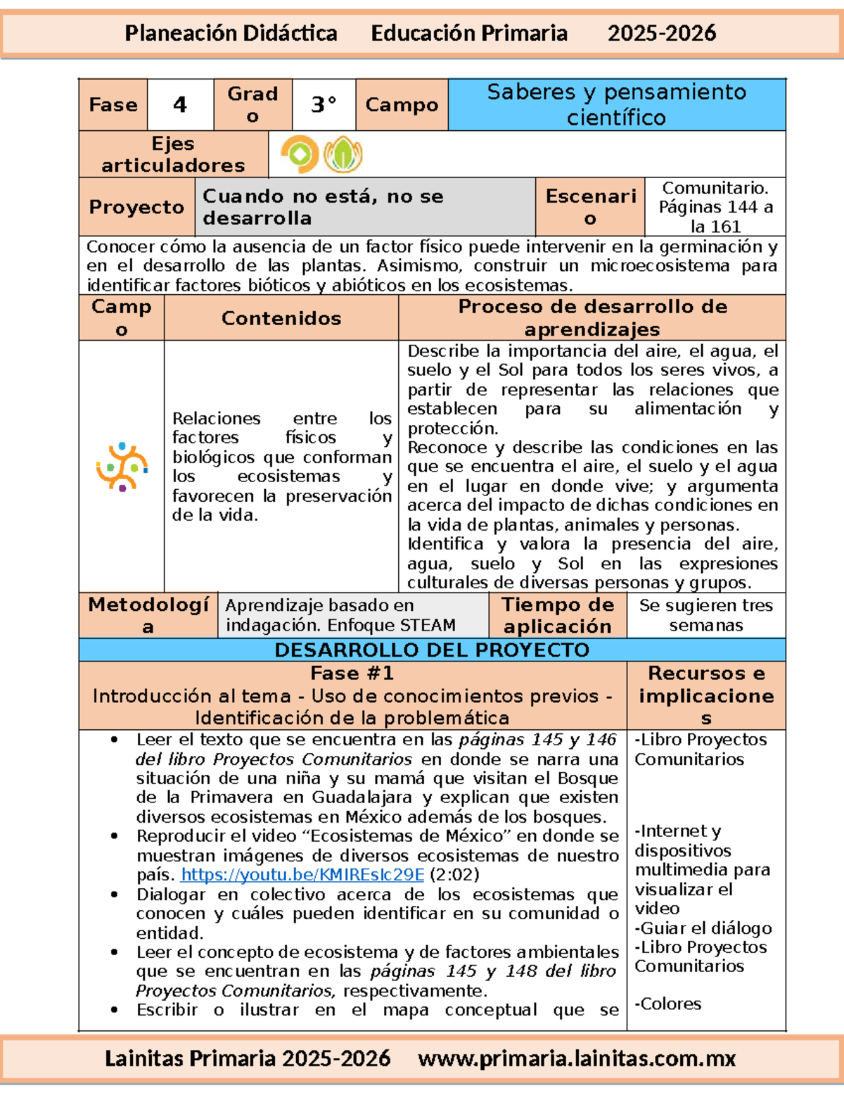 Planeación Didáctica Fase 4: Proyectos Comunitarios en Educación ...