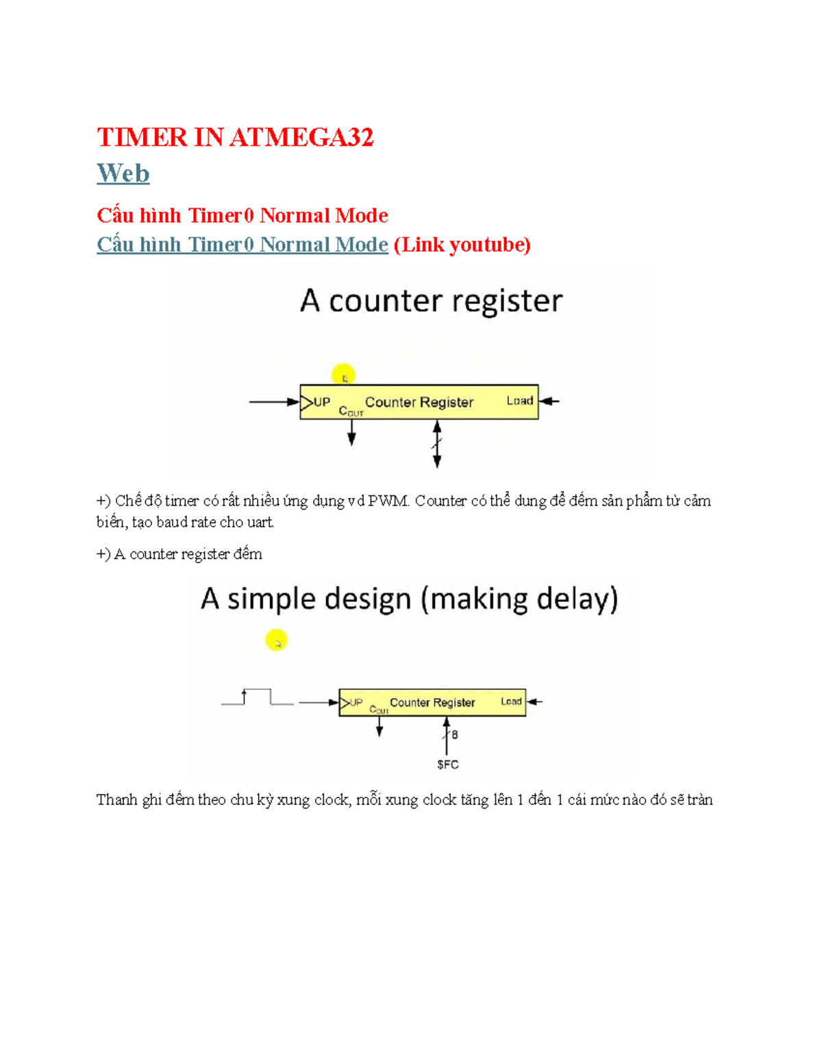 Cấu hình Timer0 Normal Mode và Ứng dụng trong ATmega32 - Studocu