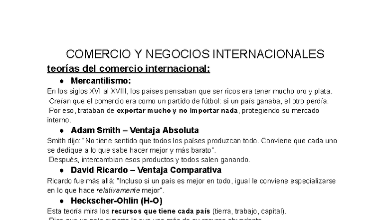 COMERCIO Y NEGOCIOS INTERNACIONALES: Resumen 1er Parcial - Studocu