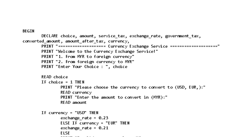 Currency Conversion Program - TEST 1 - Studocu