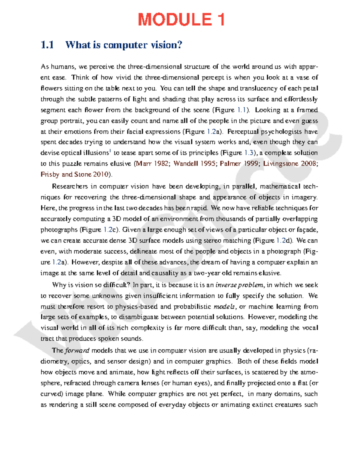BAI151A Computer Vision Module 1 Overview and Introduction - Studocu