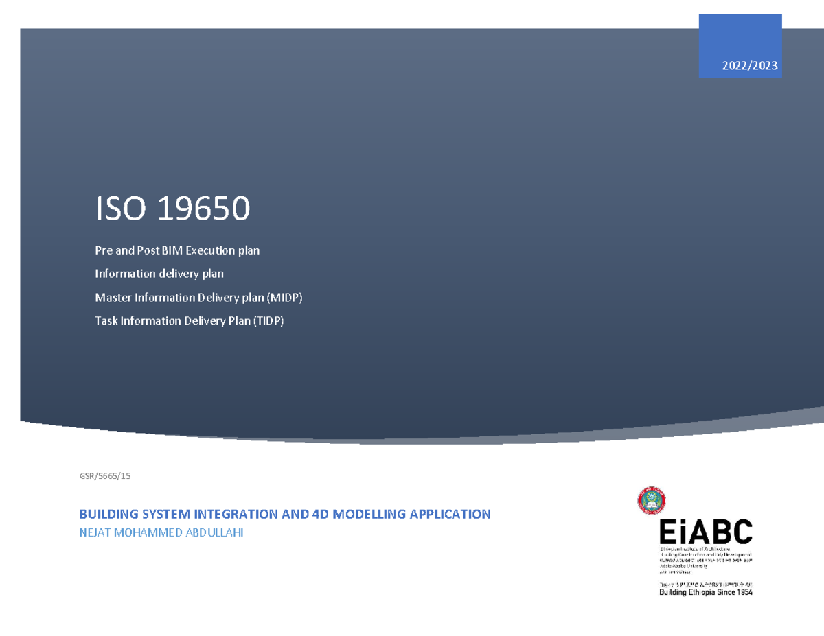 ISO 19650 MIDP & TIDP Overview for MAEN Seminar 2023 - Studocu