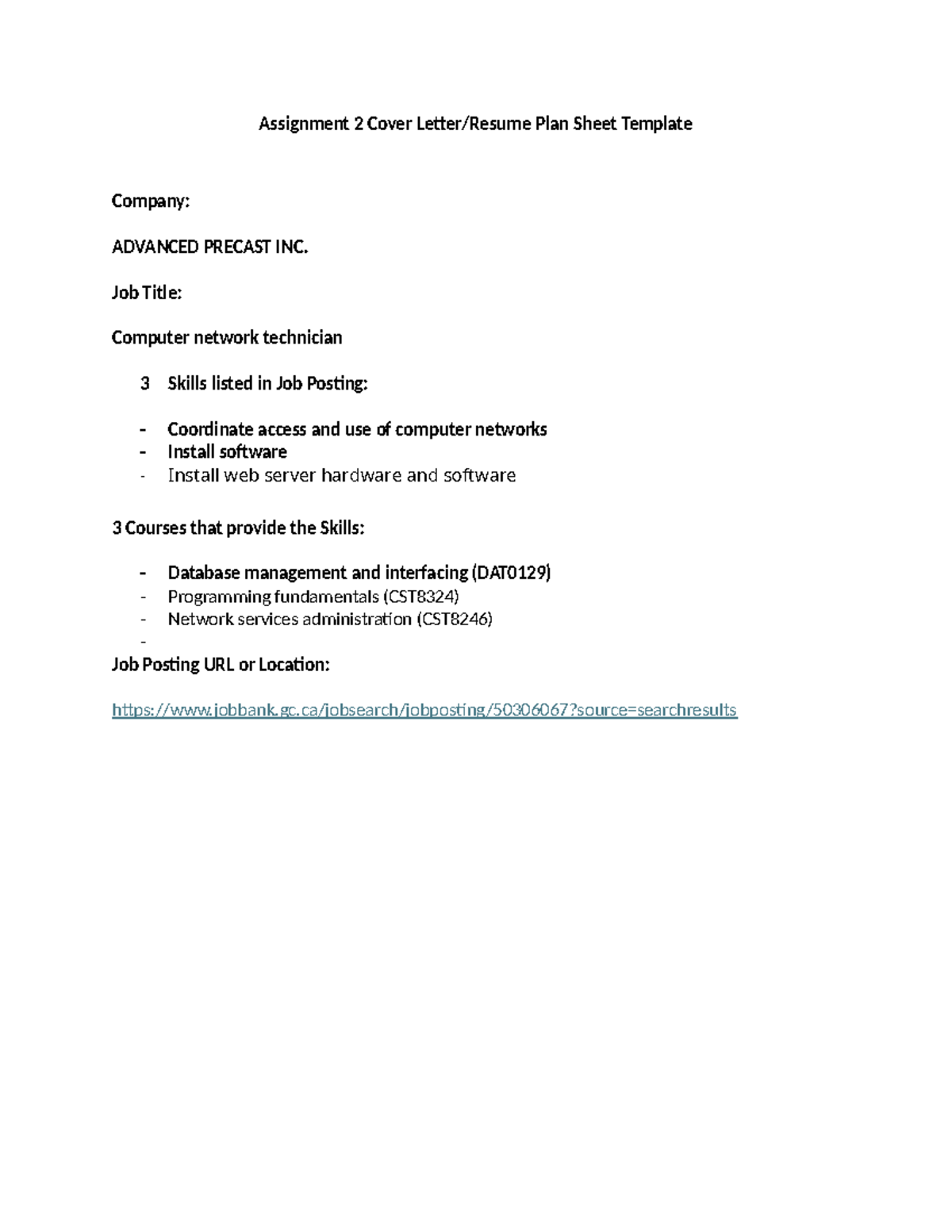 Assignment 2 Resume Template 26F - Assignment 2 Cover Letter/Resume ...