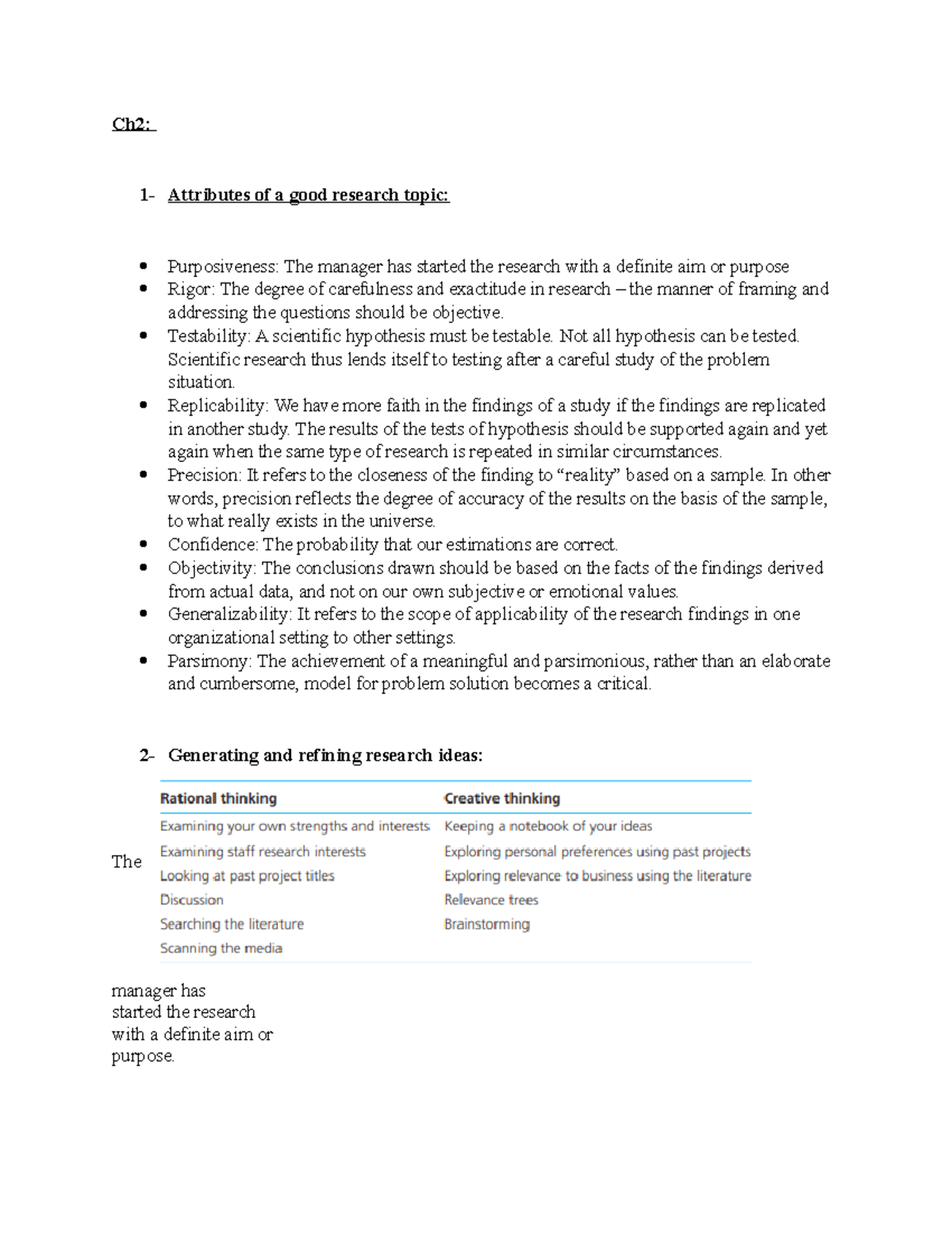 BUS - Summary of Chapters 2 and 3: Research Topics & Literature Review ...