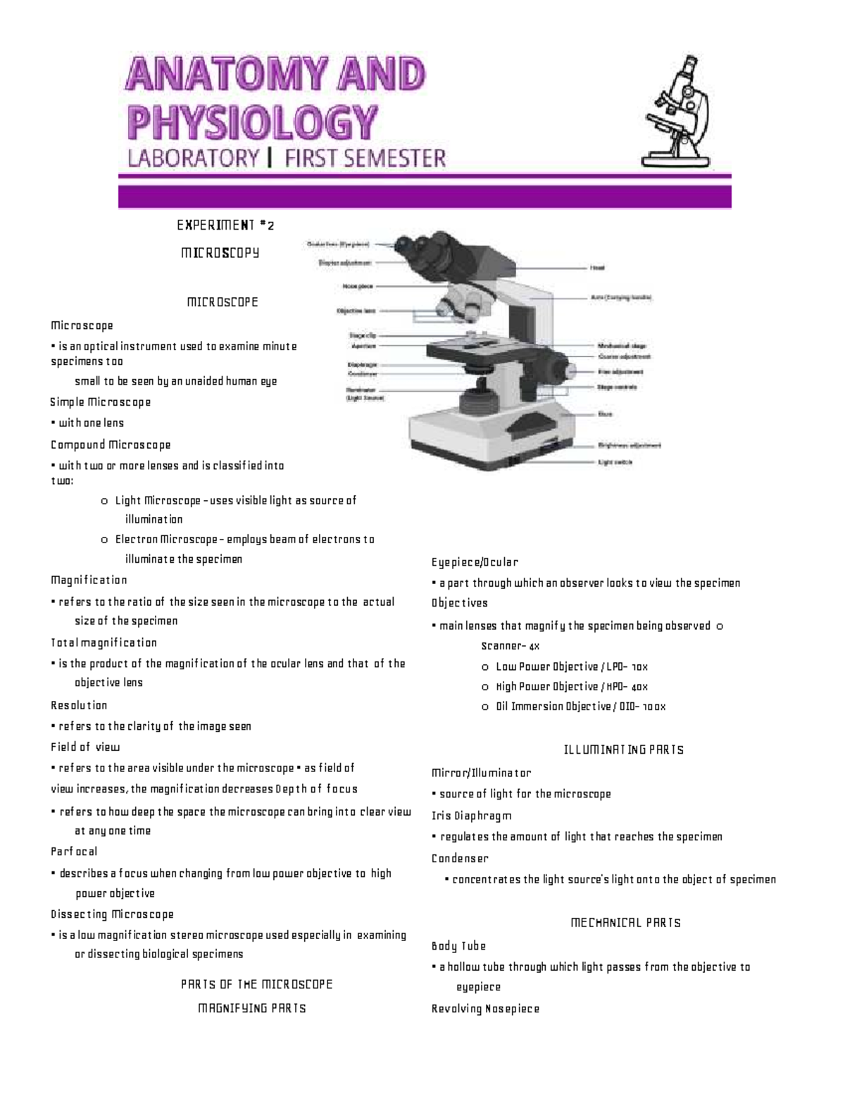 MICR 101: Microscope Fundamentals and Optical Principles - Studocu