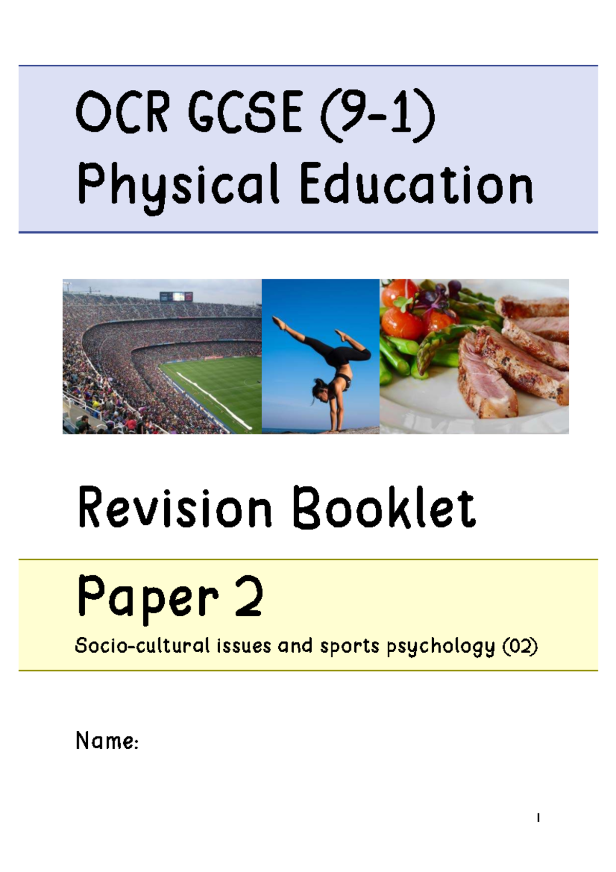 OCR GCSE PE Revision Guide: Paper 2 Issues & Sports Psychology - Studocu