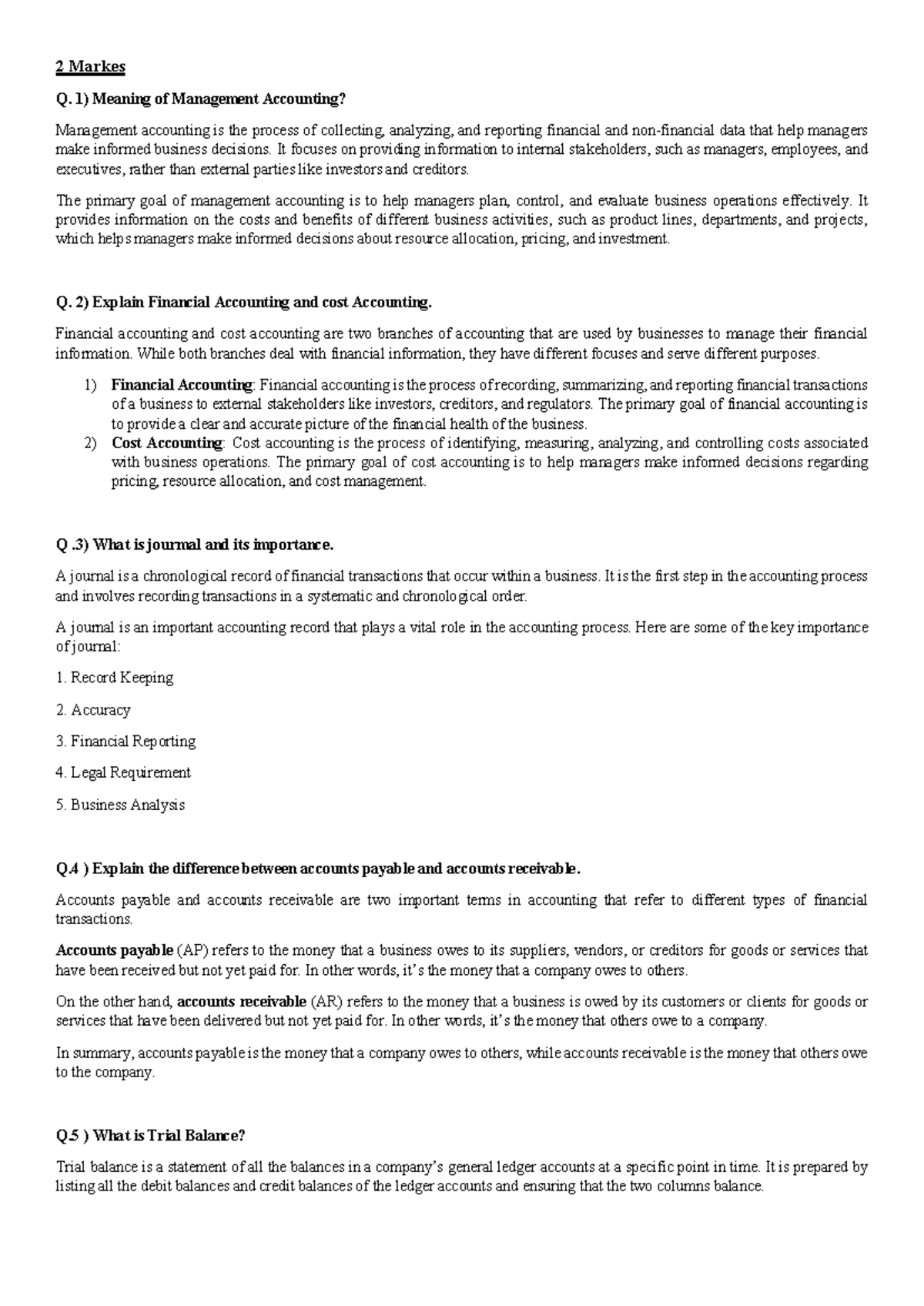 Accounts Notes (Theory) for Management Accounting and Financial ...