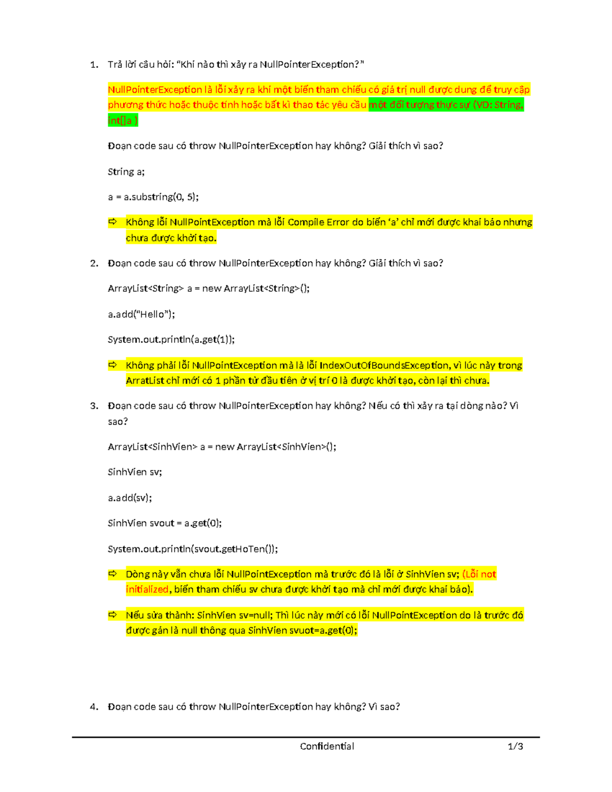 Java CO BAN BT THUC HANH: Null Pointer Exception Analysis - Studocu