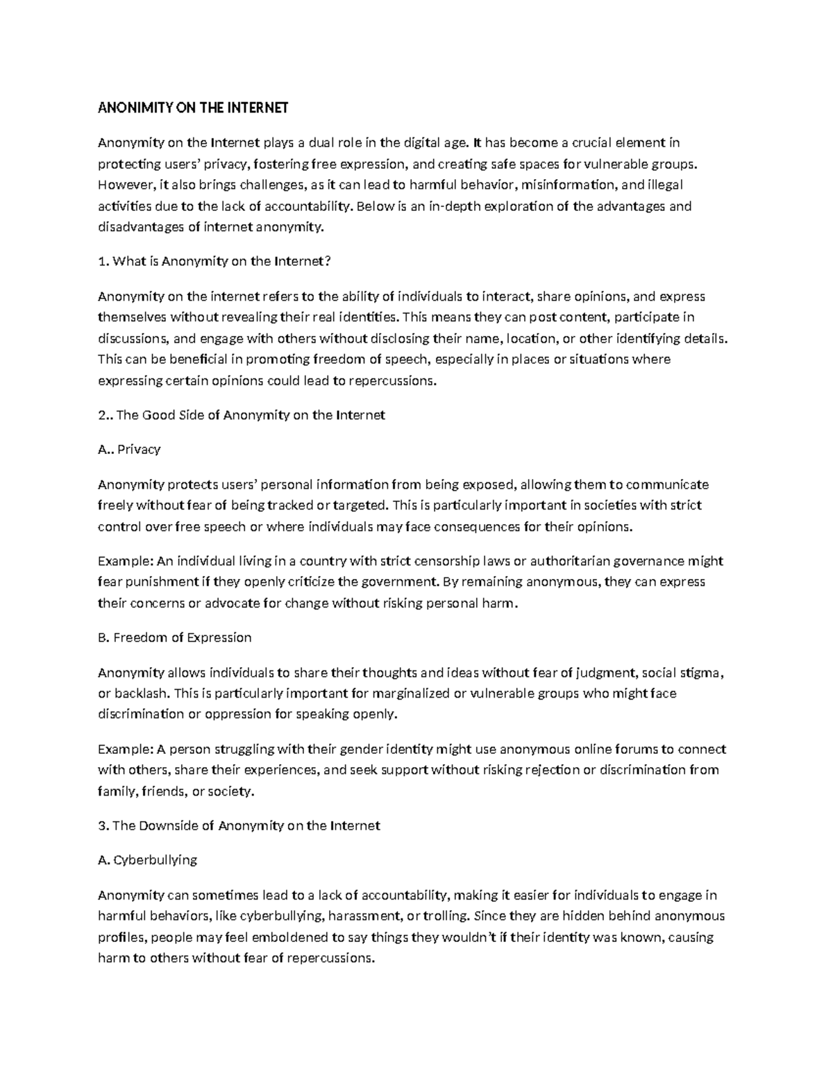 IT 101: Anonymity and Freedom of Expression in the Digital Age - Studocu