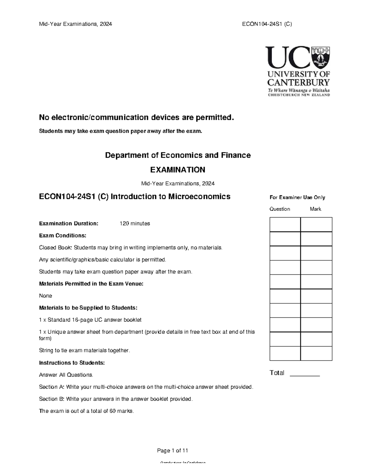 Econ 104 Final Exam Practice Questions - Microeconomics 2024 (C) - Studocu