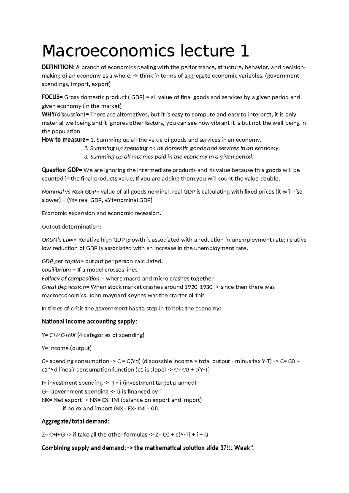 Macroeconomics Lecture 1: Key Concepts and GDP Analysis - Studeersnel