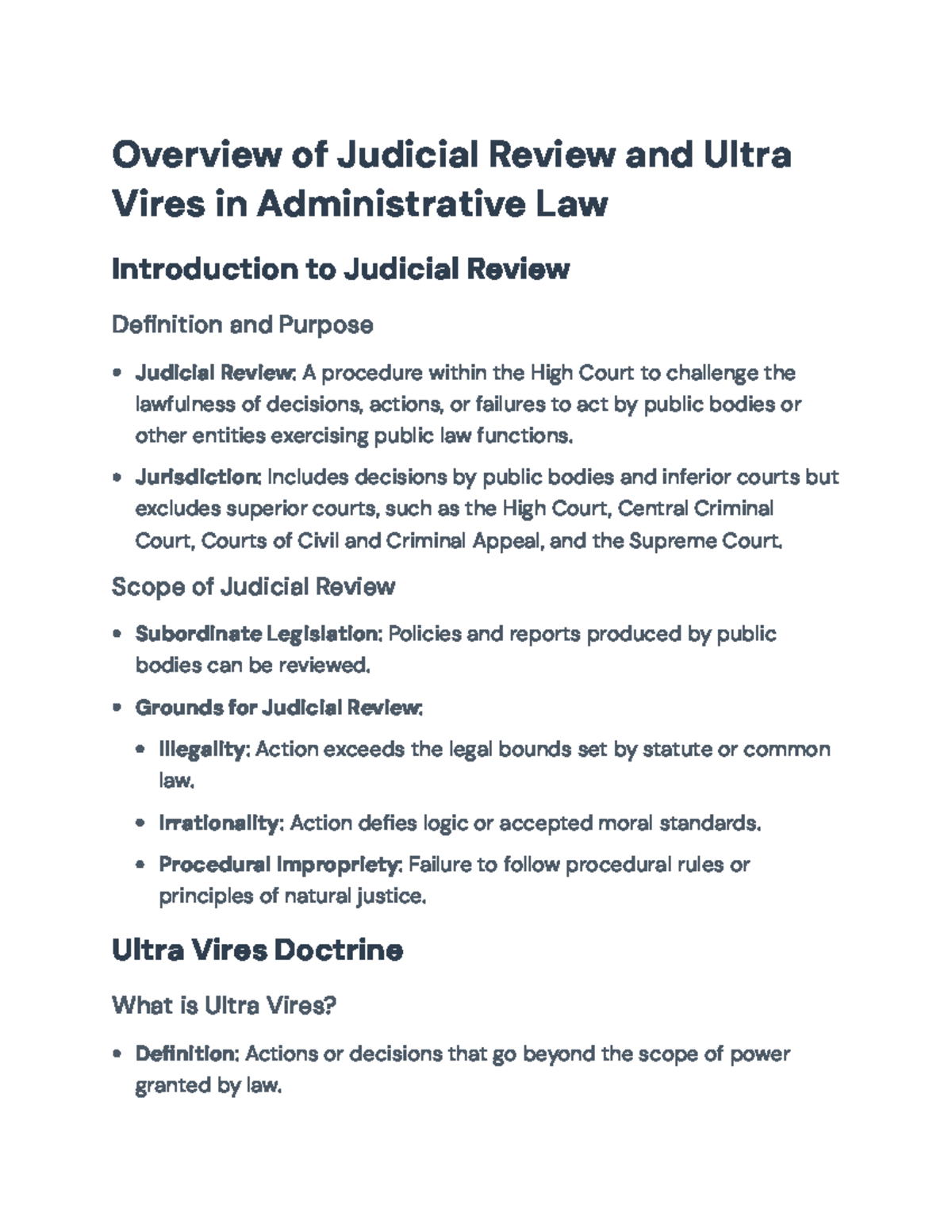 Judicial Review and Ultra Vires: Key Concepts in Admin Law Overview ...