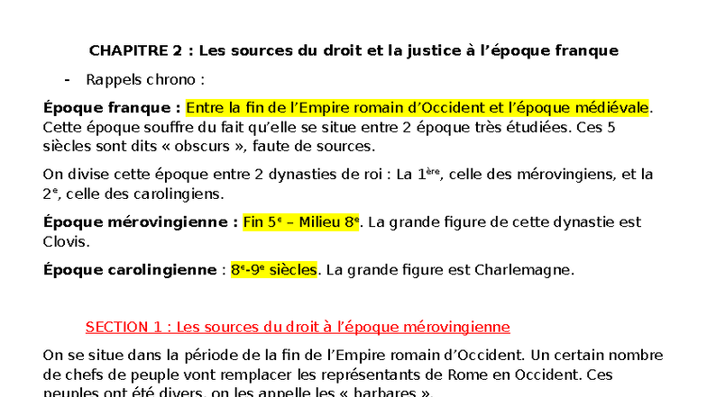 CHAPITRE 2 : Les Sources du Droit et la Justice à l'Époque Franque ...