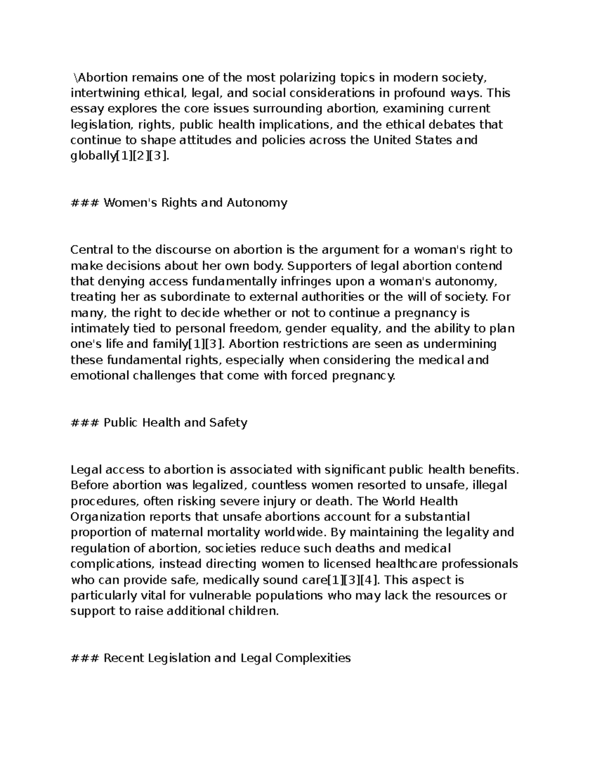 Abortion: Ethical, Legal, and Social Implications - Essay Notes - Studocu