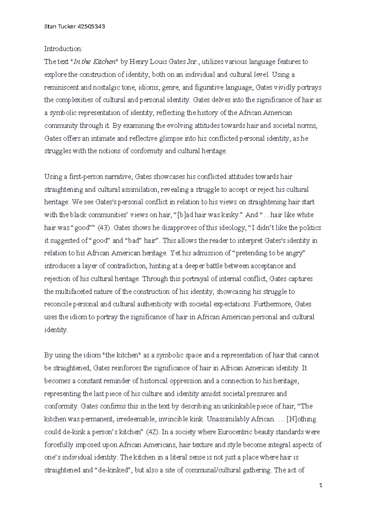 Writ101 Essay 1 - Exploring Identity in 