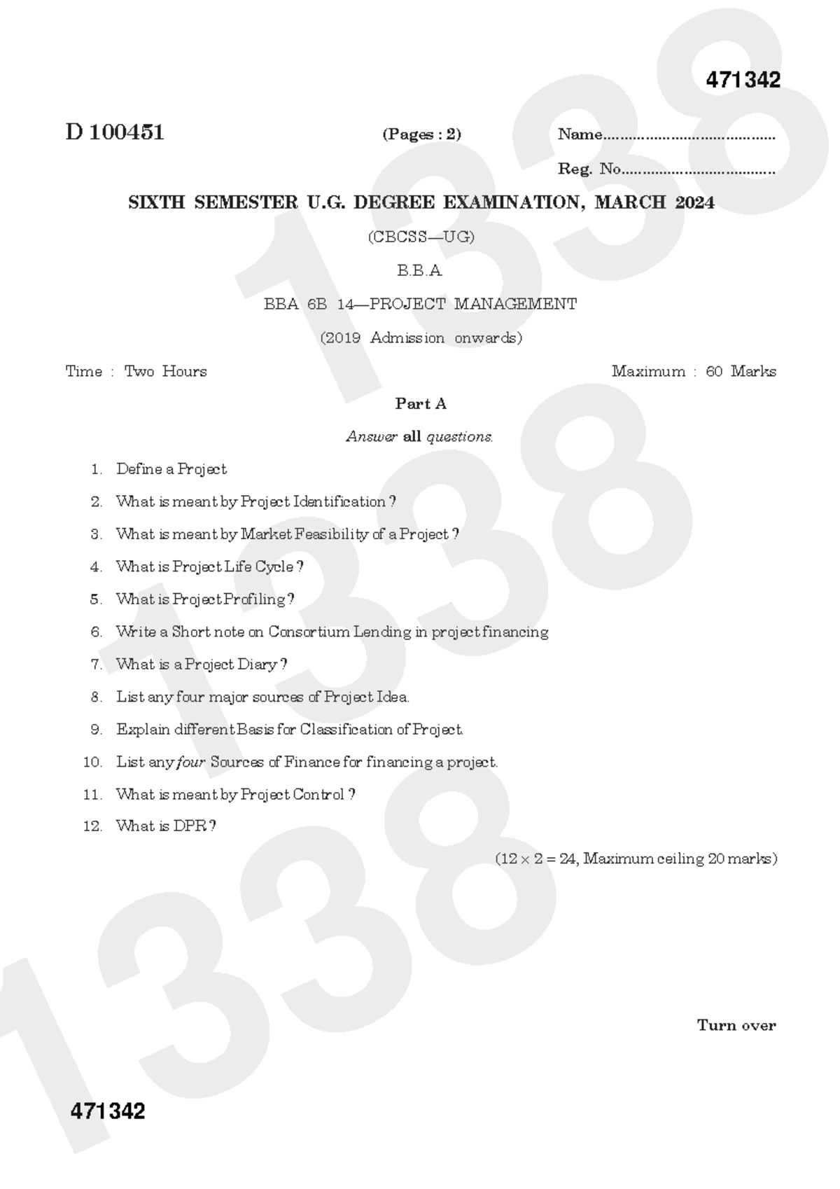 BBA 6B Project Management Previous Year Questions & Notes - Studocu