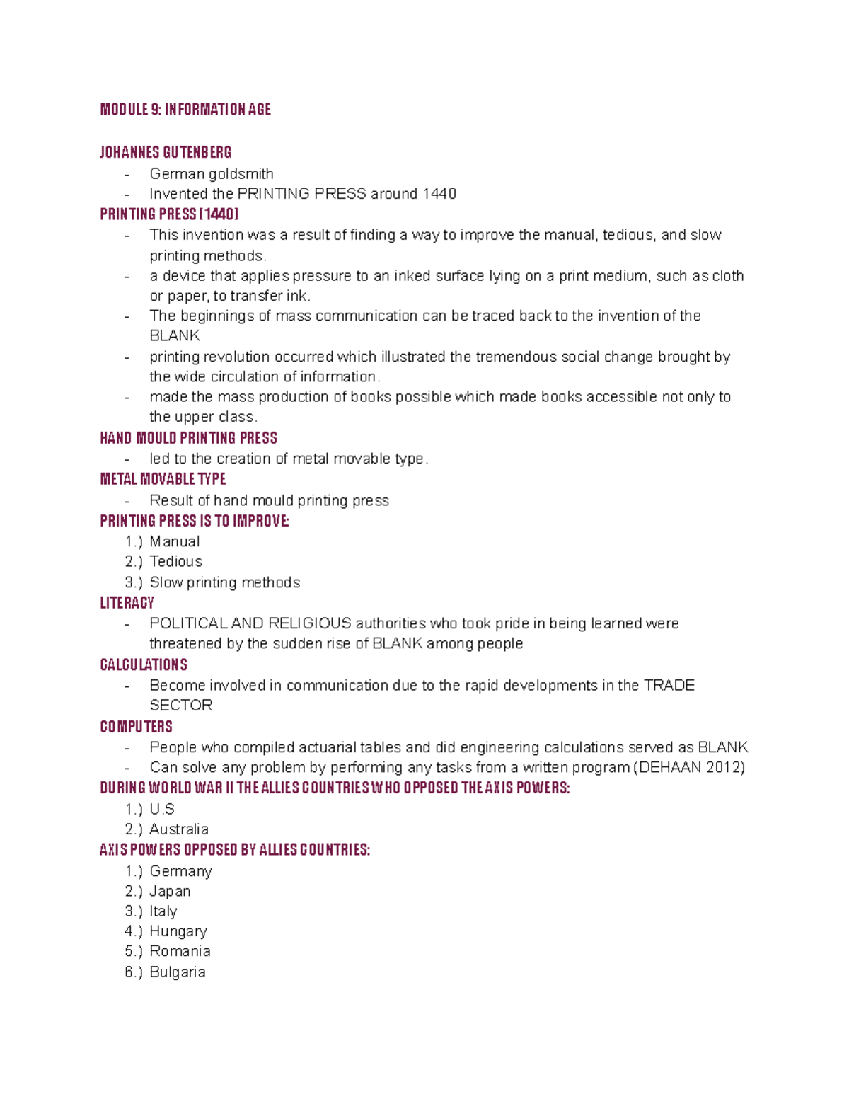 STS 101: Information Age and Nanotechnology Final Exam Reviewer - Studocu
