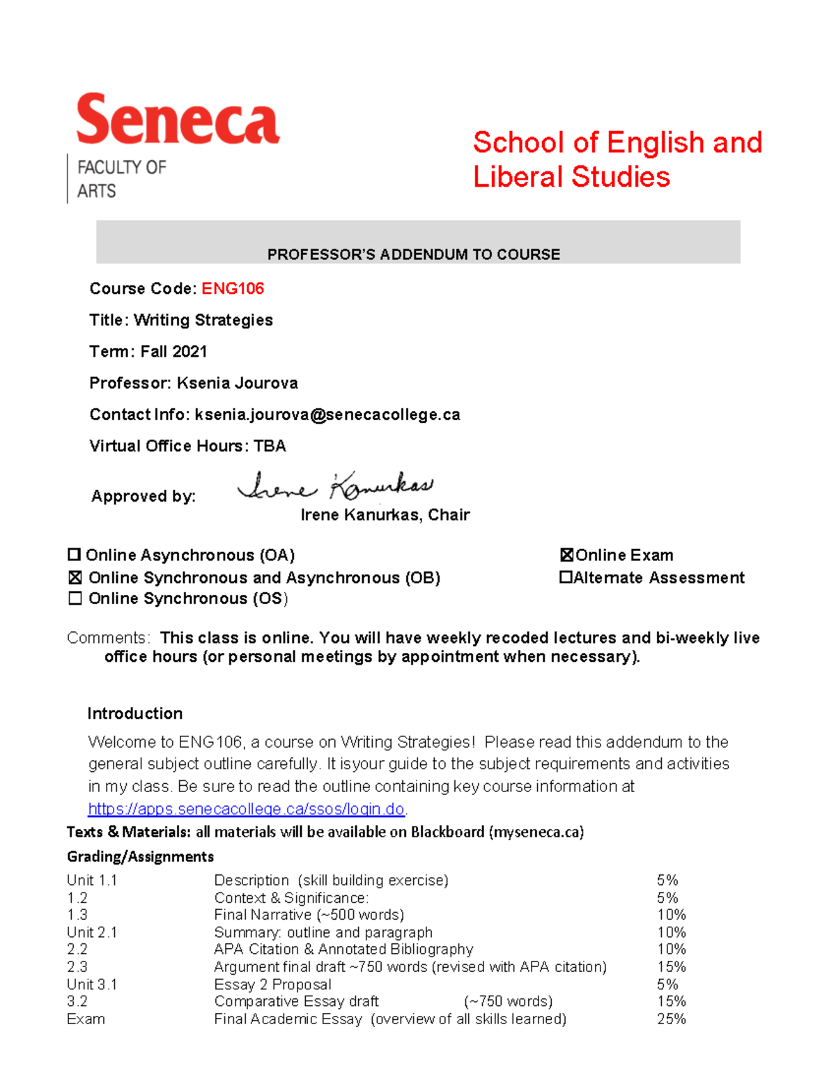ENG106 Writing Strategies Addendum - Fall 2021 by Ksenia Jourova - Studocu