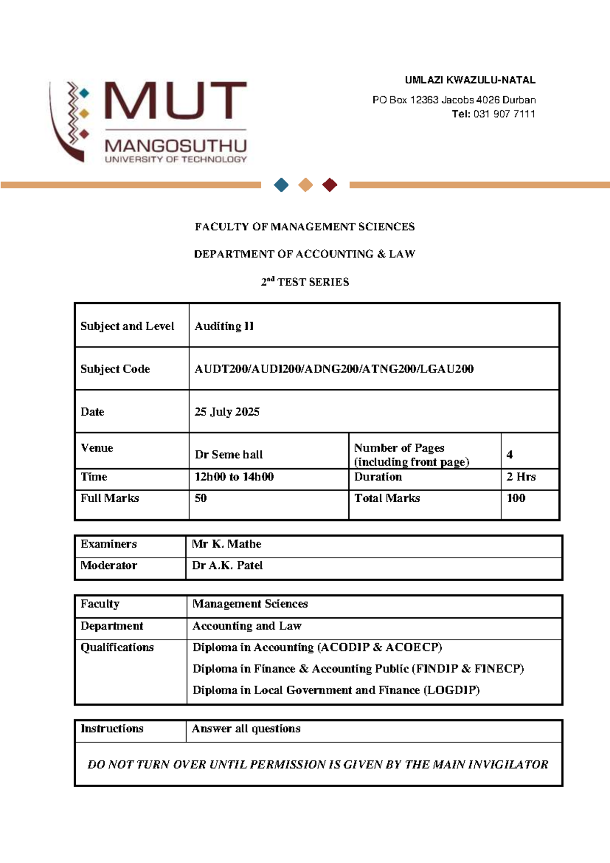 Auditing II Test 2 - 2025: Key Concepts and Case Analysis - Studocu