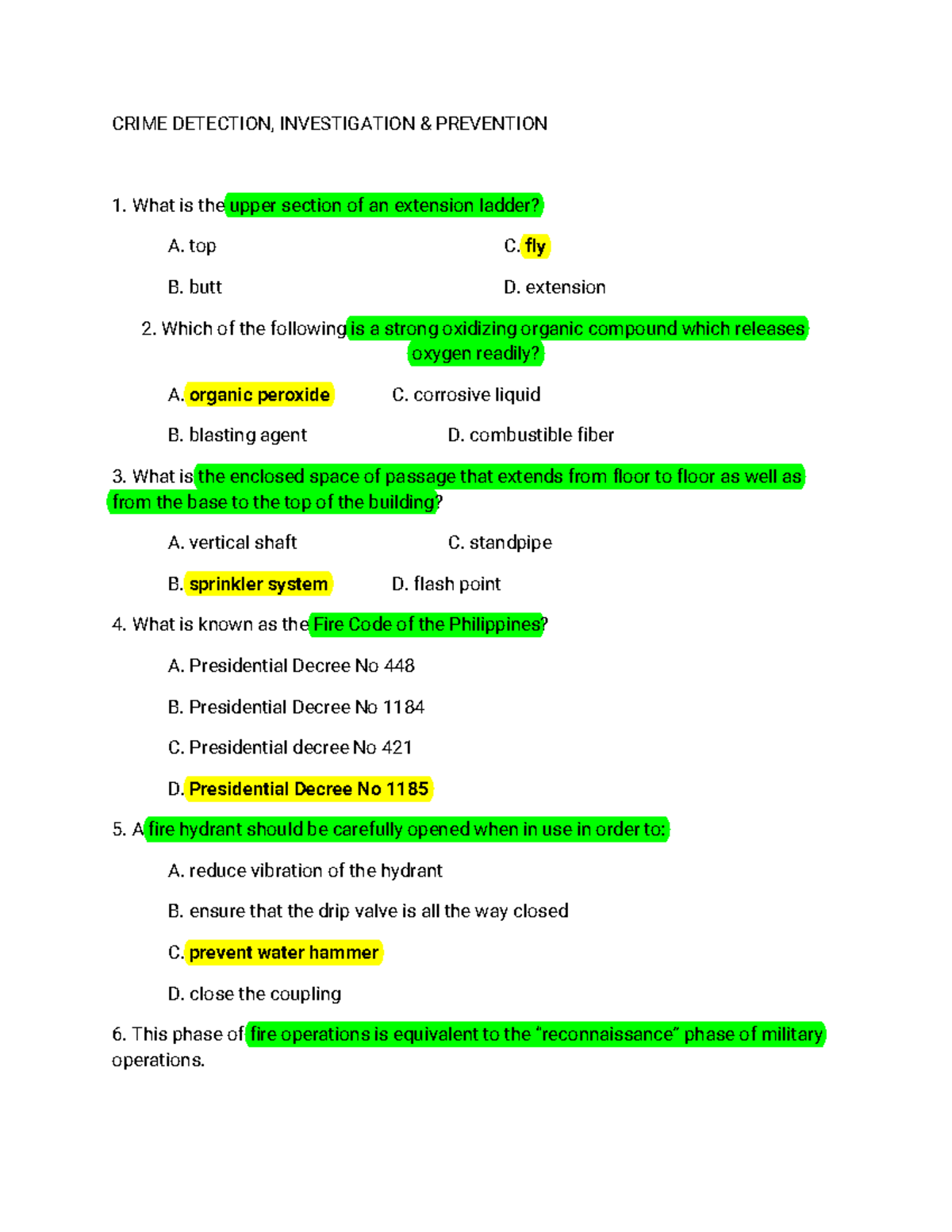 Exam 19 February 2016: Crime Detection, Investigation & Prevention Q&A ...