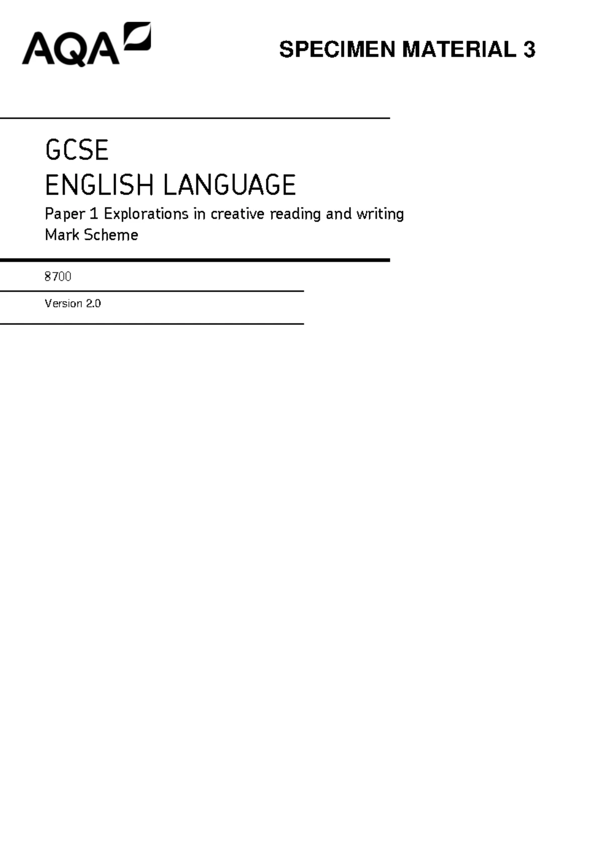 AQA GCSE English Language Paper 1 June 2017 Exam Questions - Studocu