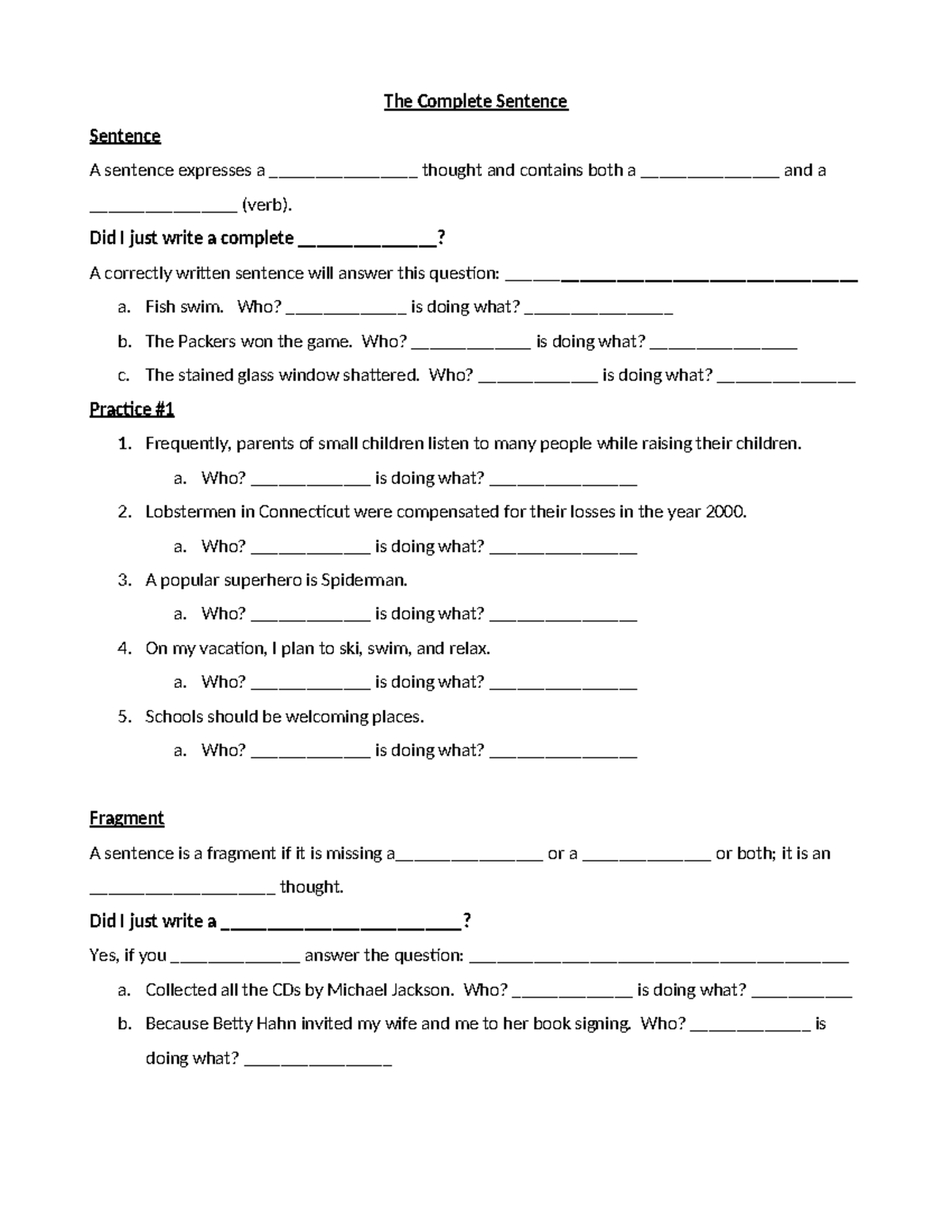 The Complete Sentence: Understanding Structure and Fragments - Studocu