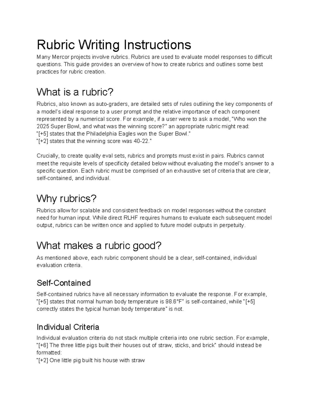 Mercor Intelligence Model Training (RW) Rubric Writing Guide - Studocu