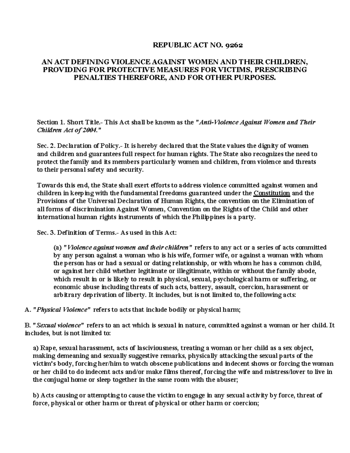 RA 9262: Comprehensive Overview of the Anti-Violence Act on Women ...