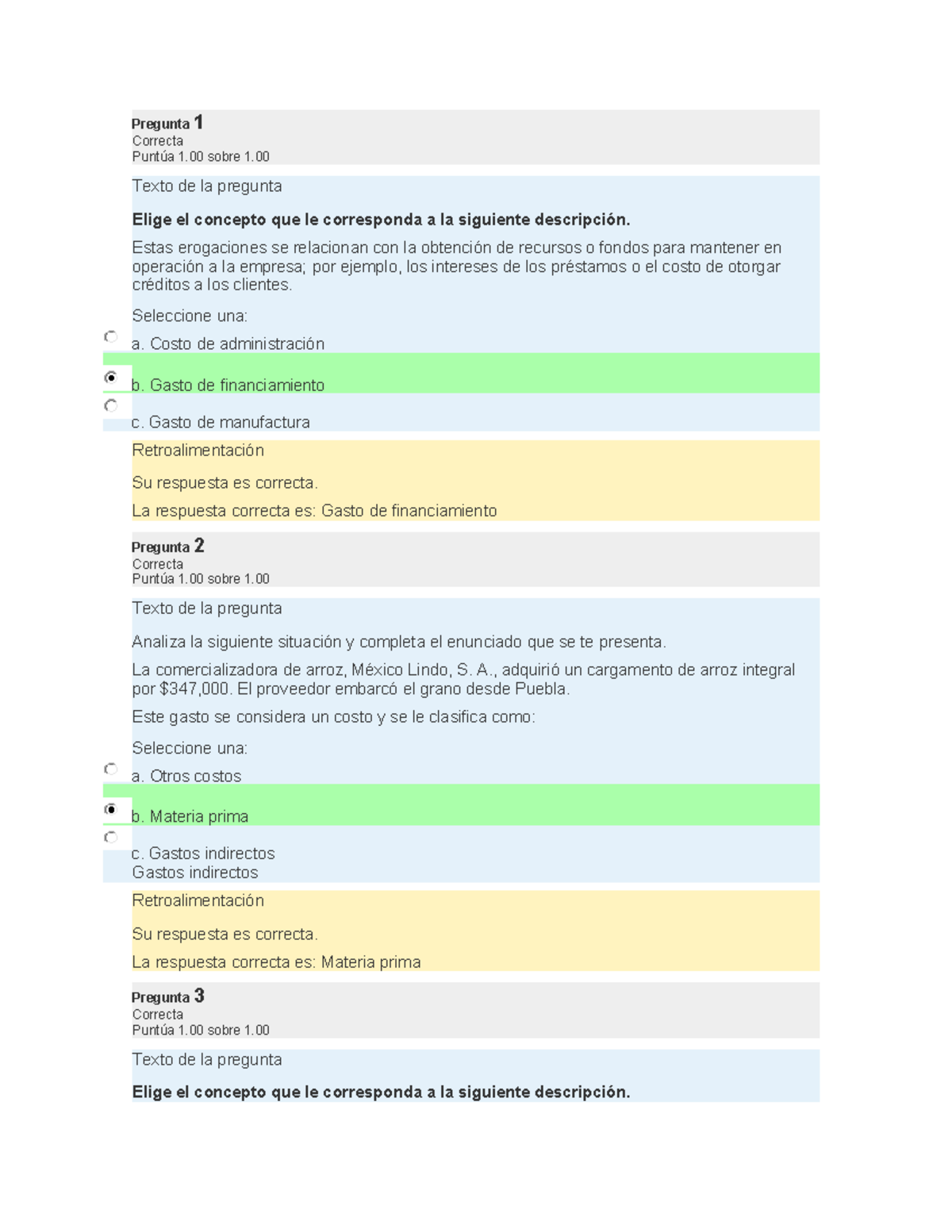 Examen 1: Conceptos de Costos y Gastos en Finanzas - Studocu