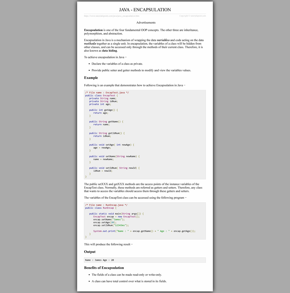 Xirius-Java Encapsulation Overview 8-COS201 - Studocu