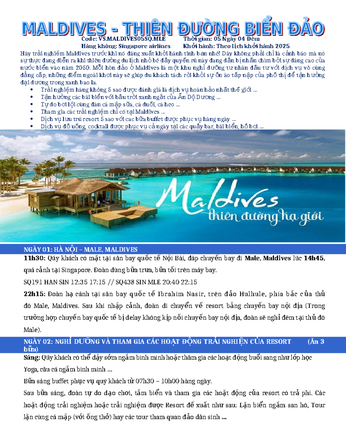 VIP. Maldivesq 5sao - Everyone can travel to Maldives - Code: VS ...