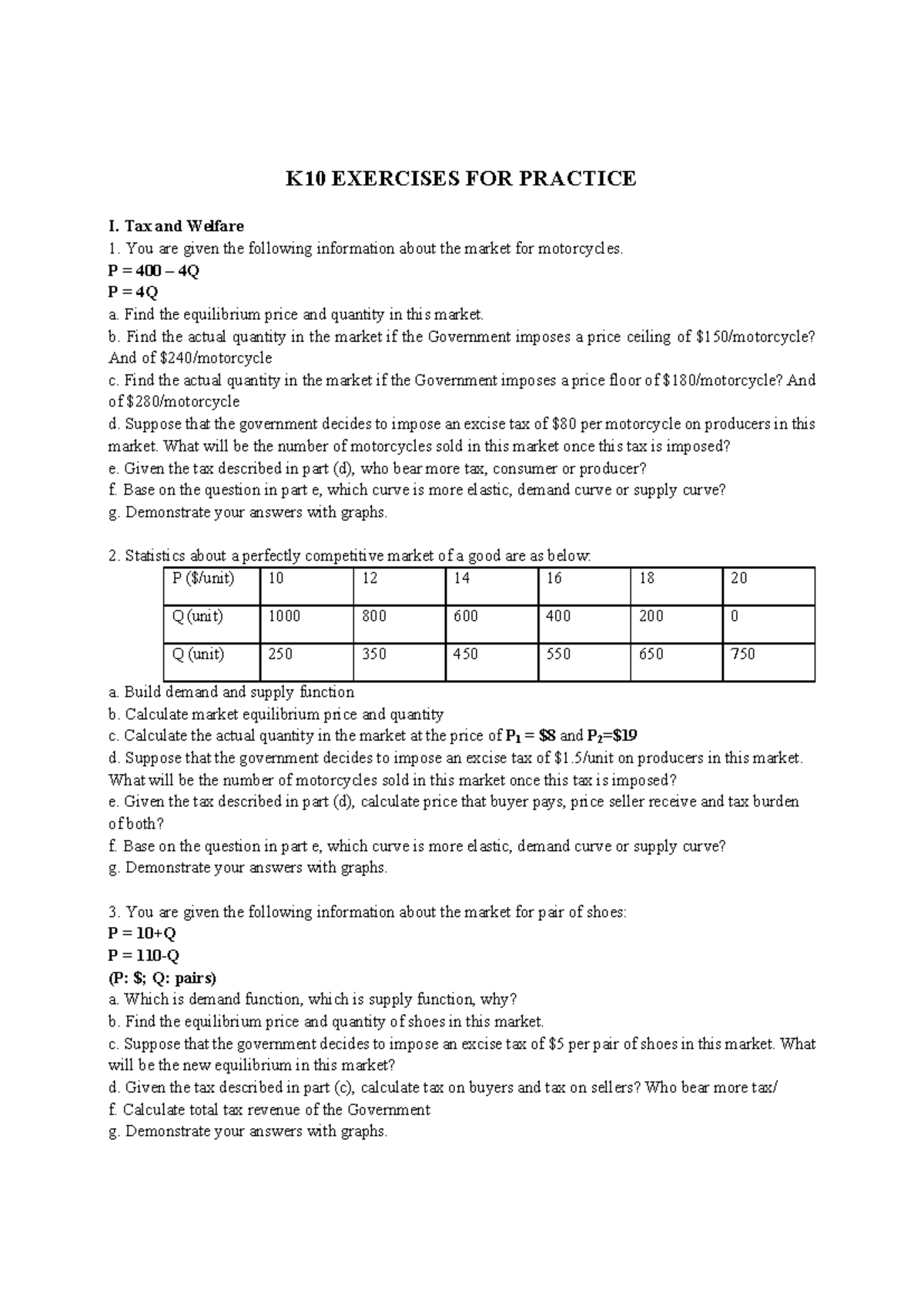 K10 Exercises: Market Equilibrium, Tax Incidence, and Graph Analysis ...
