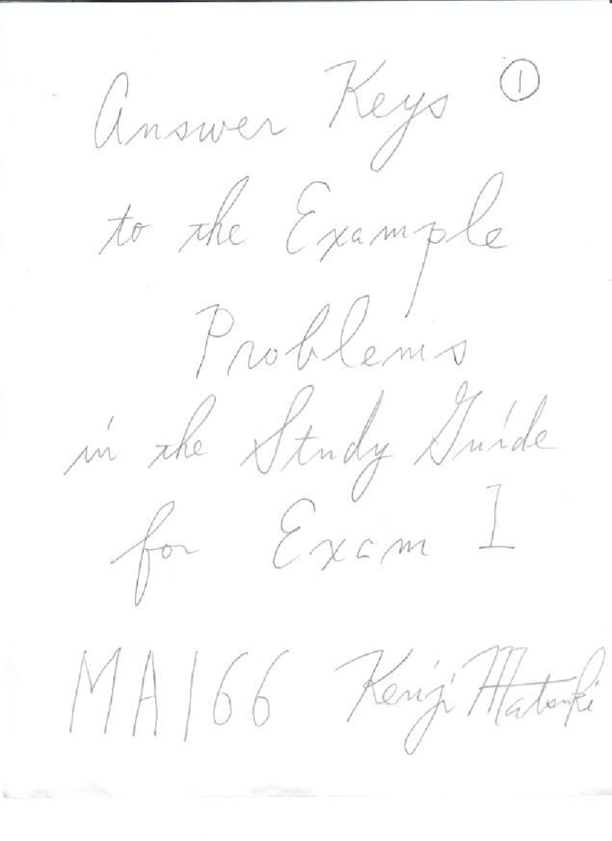 Answer Keys for Example Problems in MA166 Exam I - Studocu