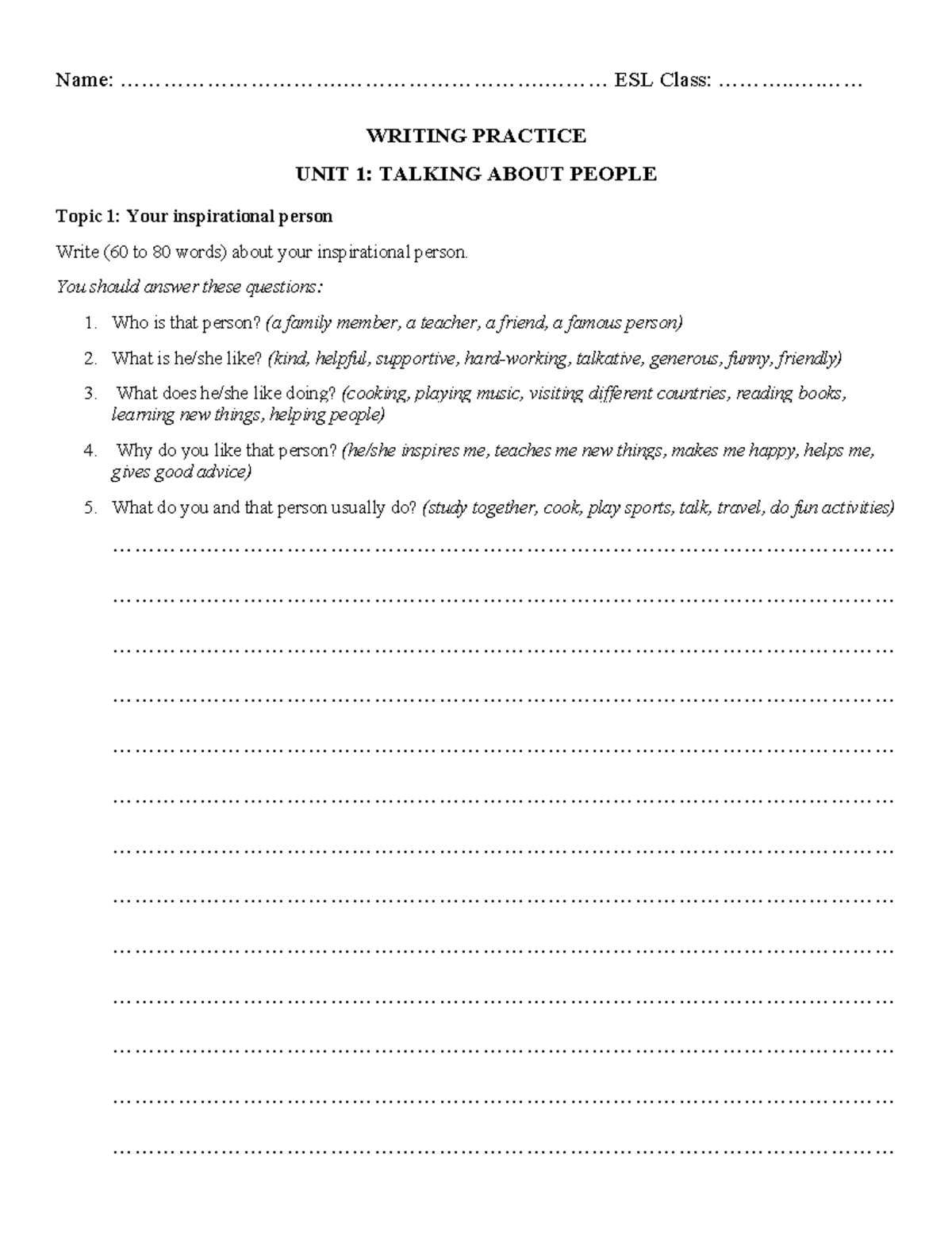 S5.U1-9.Writing Practice: Comprehensive Writing Exercises - Studocu