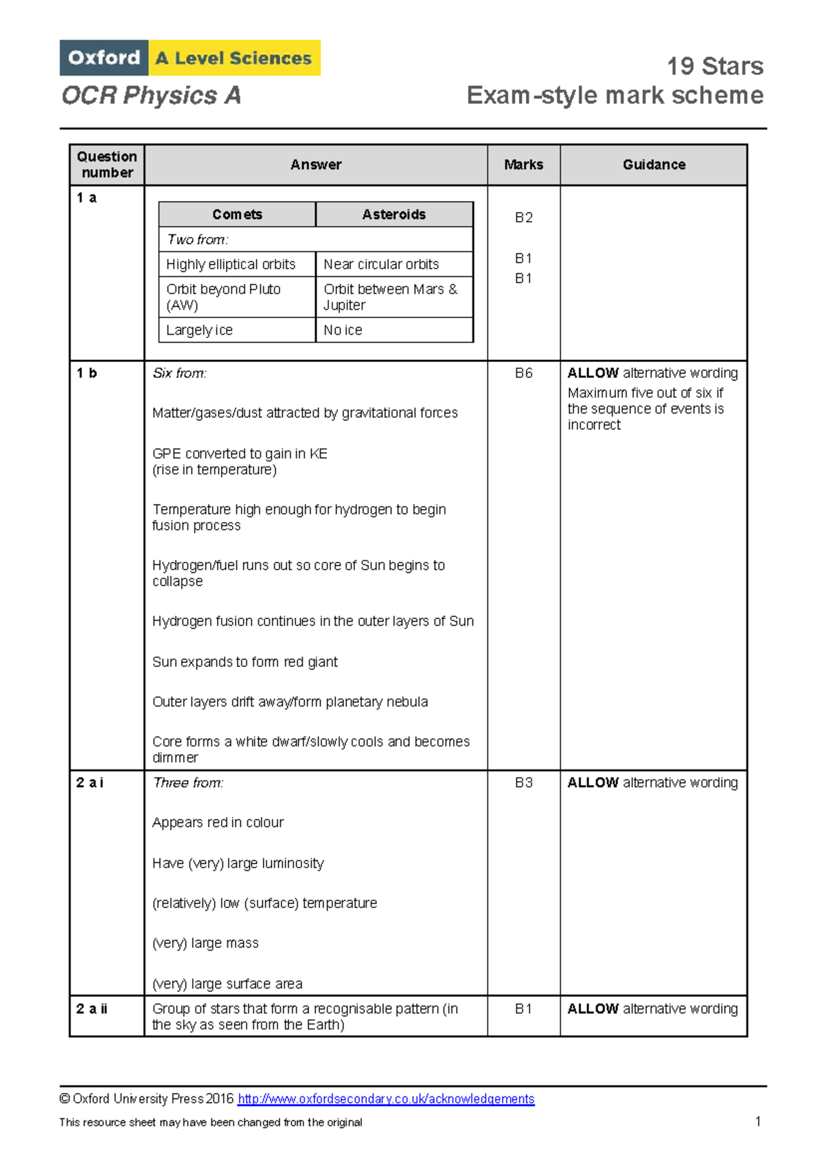 Chapter 19 Test Mark Scheme - OCR Physics A - Studocu