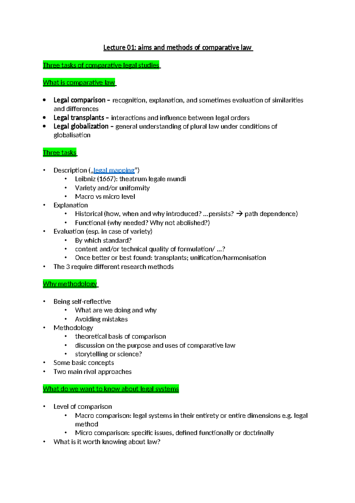 Lecture 01: Aims and Methods of Comparative Law (Course Code: CL101 ...