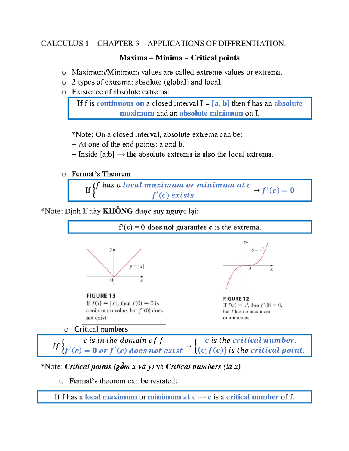 Review of Final Exam Topics for Calculus 1: Chapters 3-5 - Studocu