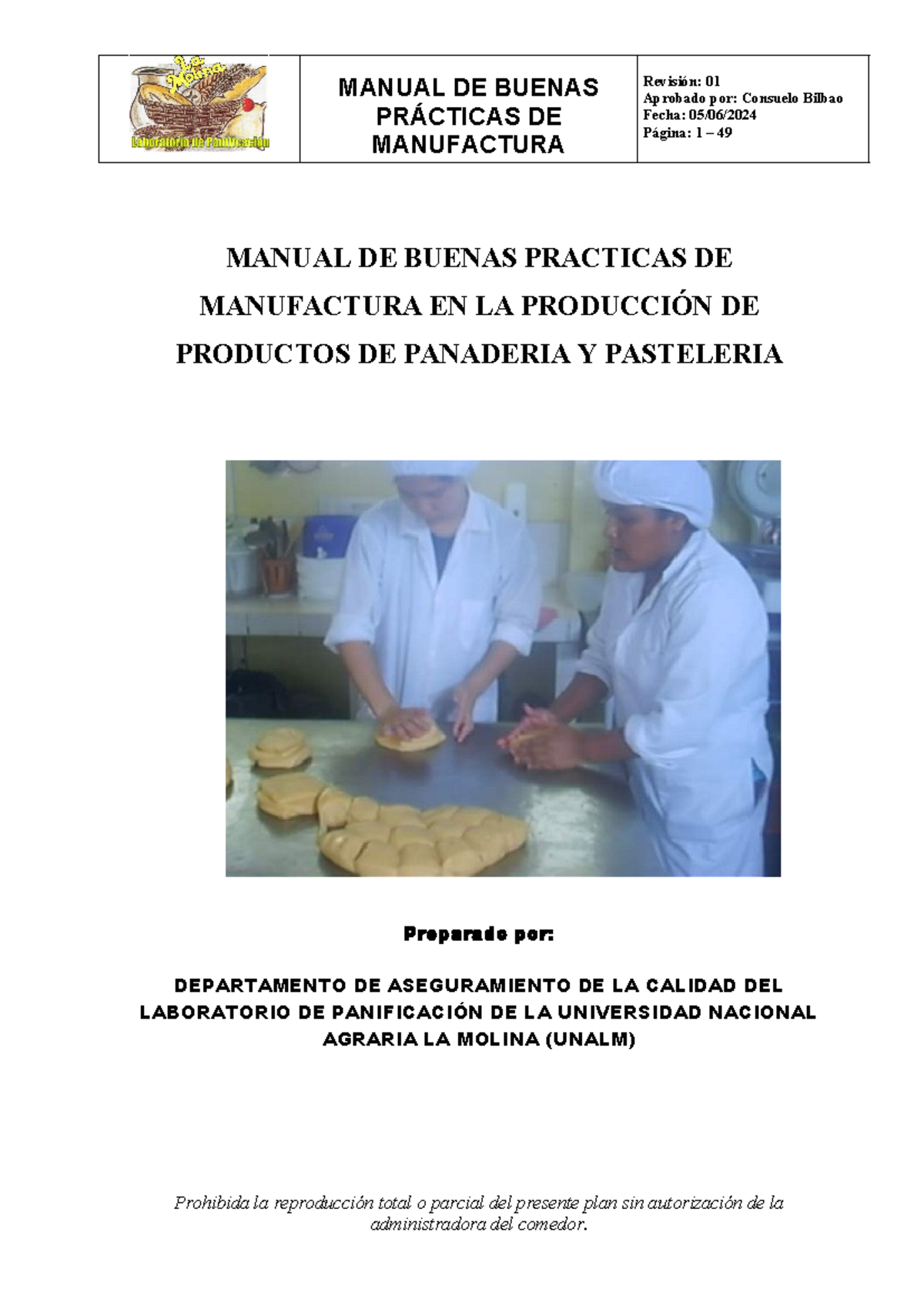 Manual de Buenas Prácticas de Manufactura en Panadería - UNALM - Document Preview