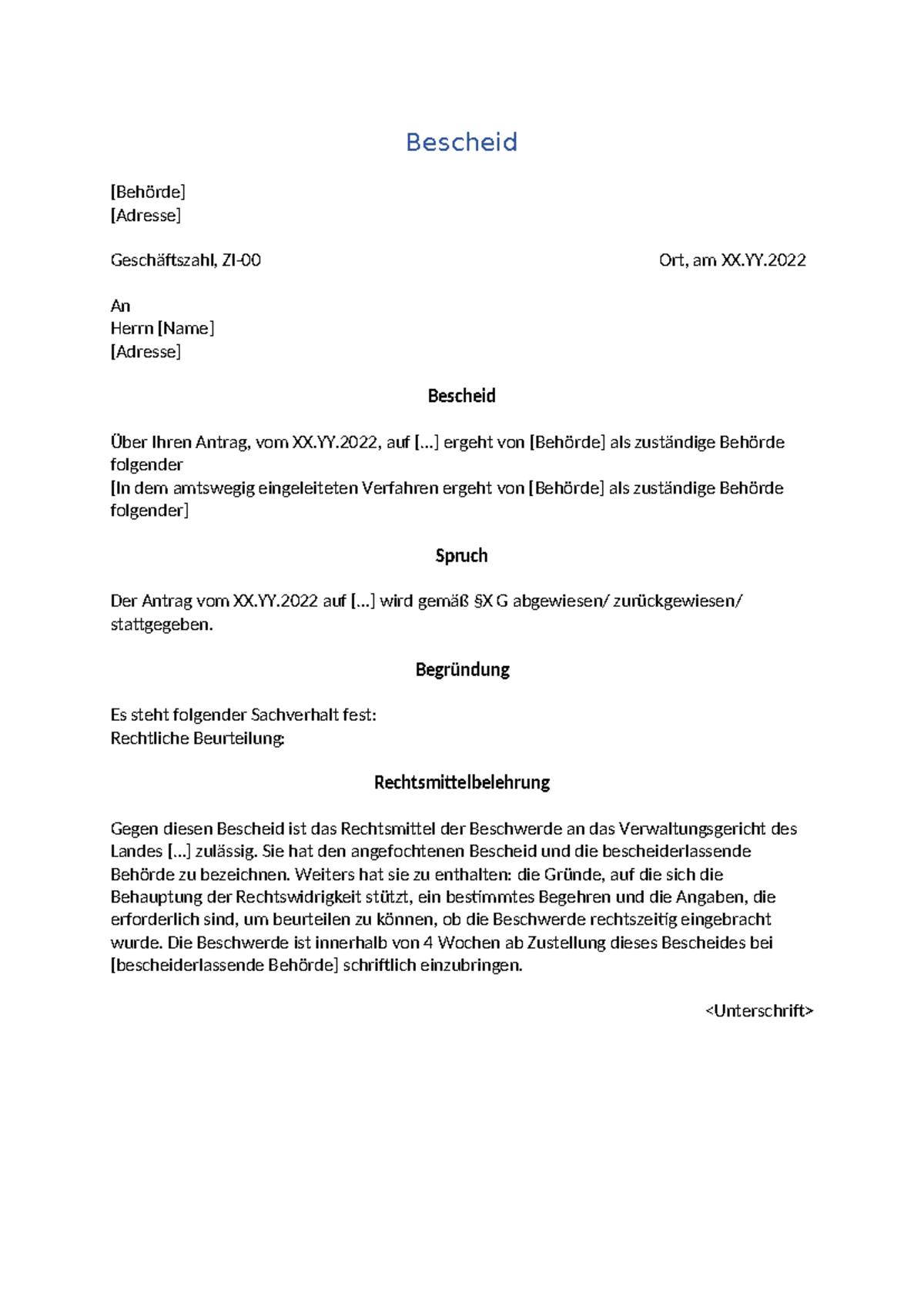 bescheid-vorlage-antrag-und-rechtsmittelbelehrung-studocu