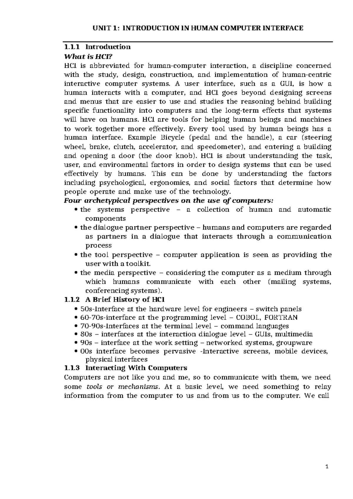 HCI 101: Unit 1 - Introduction to Human-Computer Interaction Lecture ...